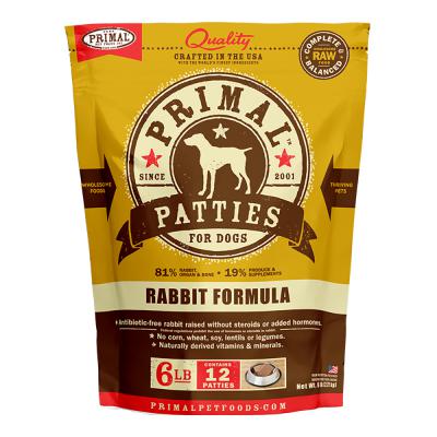 Primal Frozen Raw Patties Rabbit Formula For Dogs 6 lb.